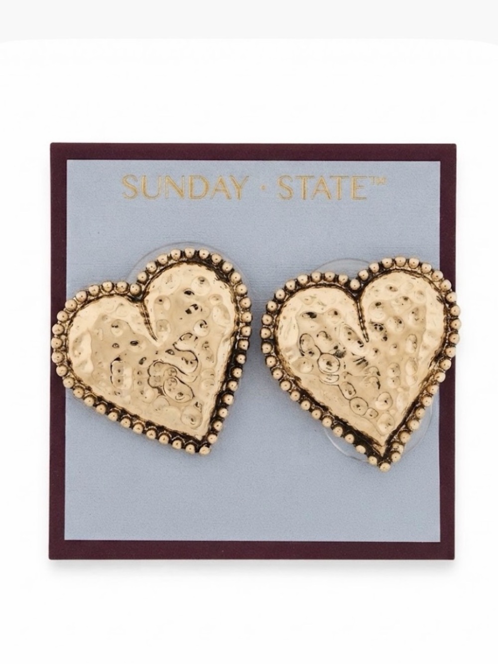 NWT ⚜️💛⚜️ Sunday State Golden Tone Hearts Stud Earrings